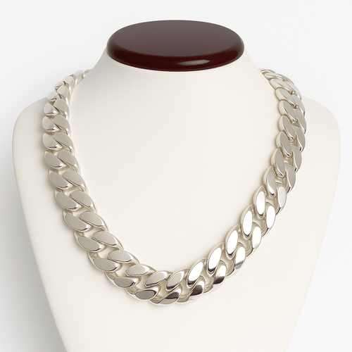 Collar de Eslabones Cubanos - 18 mm Plata Ley 999 Premium - nativosjewelry