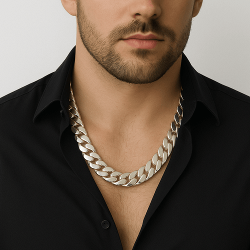 Collar de Eslabones Cubanos - 18 mm Plata Ley 999 Premium - nativosjewelry