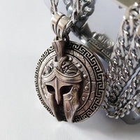 Thumbnail for Collar Escudo Espartano de Plata 950 quemada - nativosjewelry