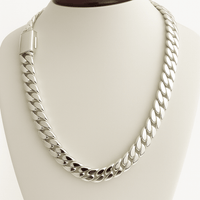 Thumbnail for Collar Eslabones Cubanos - 12mm Plata Maciza Pura 999 - nativosjewelry