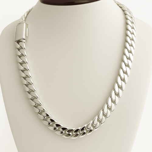 Collar Eslabones Cubanos - 12mm Plata Maciza Pura 999 - nativosjewelry