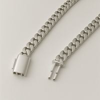 Thumbnail for Collar Eslabones Cubanos - 12mm Plata Maciza Pura 999 - nativosjewelry