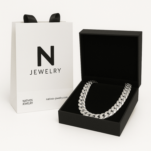 Collar Eslabones Cubanos - 12mm Plata Maciza Pura 999 - nativosjewelry