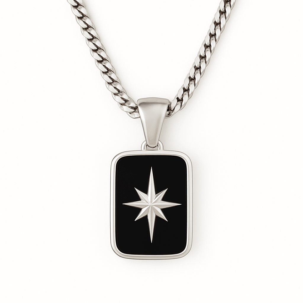 Polar Guide — Onyx Star Necklace Silver 950 (4mm) - nativosjewelry