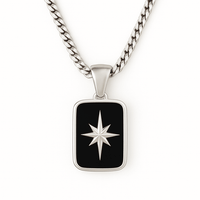 Thumbnail for Polar Guide — Onyx Star Necklace Silver 950 (4mm) - nativosjewelry