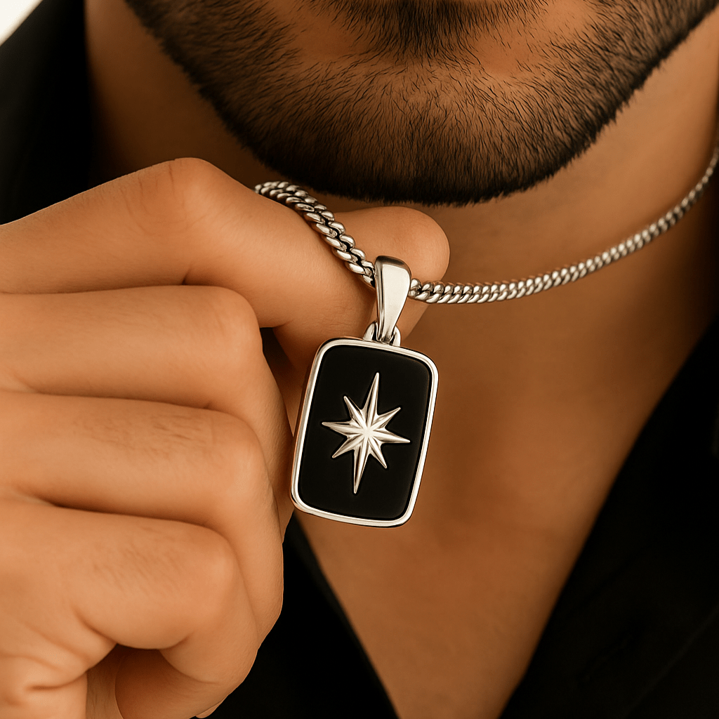 Polar Guide — Onyx Star Necklace Silver 950 (4mm) - nativosjewelry