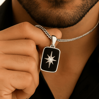 Thumbnail for Polar Guide — Onyx Star Necklace Silver 950 (4mm) - nativosjewelry