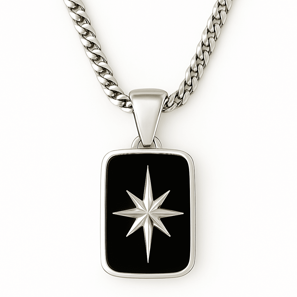 Polar Guide — Onyx Star Necklace Silver 950 (4mm) - nativosjewelry
