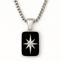 Thumbnail for Polar Guide — Onyx Star Necklace Silver 950 (4mm) - nativosjewelry