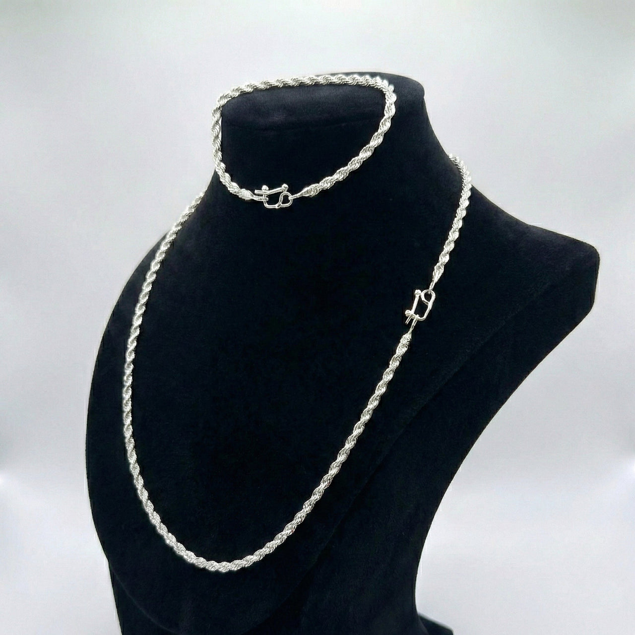 Set Cadena más pulsera Rope 2mm - Plata 950 - nativosjewelry