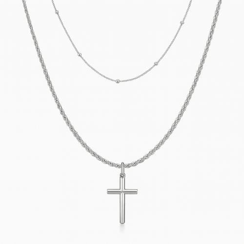 Set Doble Cadena — Beads & Rope con Cruz - nativosjewelry