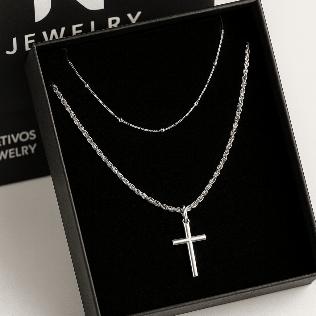 Set Doble Cadena — Beads & Rope con Cruz - nativosjewelry