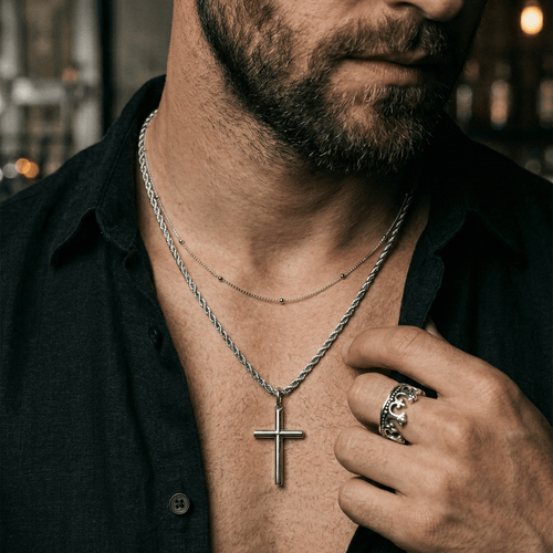 Set Doble Cadena — Beads & Rope con Cruz - nativosjewelry