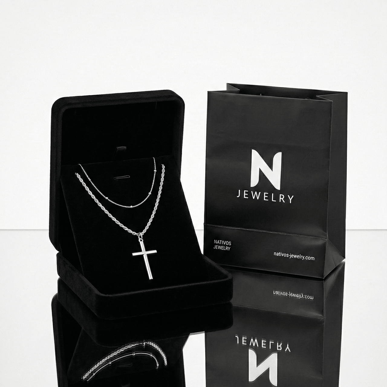 Set Doble Cadena — Beads & Rope con Cruz - nativosjewelry