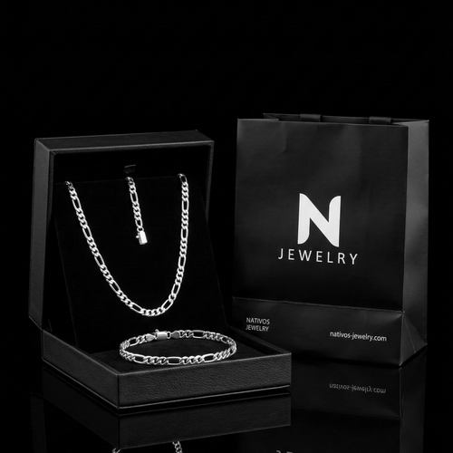 Set Fígaro 3 mm — Cadena y Pulsera Plata 950 - nativosjewelry