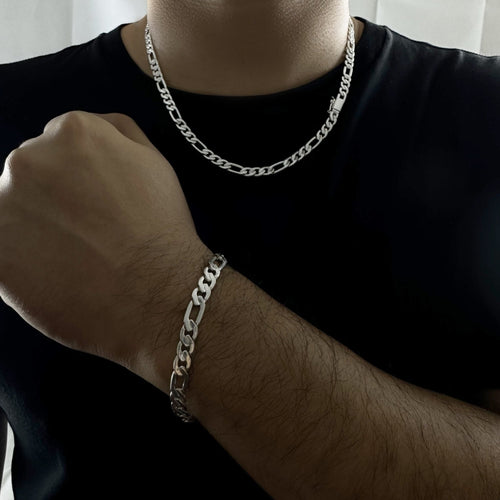 Set Fígaro 6 mm — Cadena y Pulsera Plata 950 - nativosjewelry