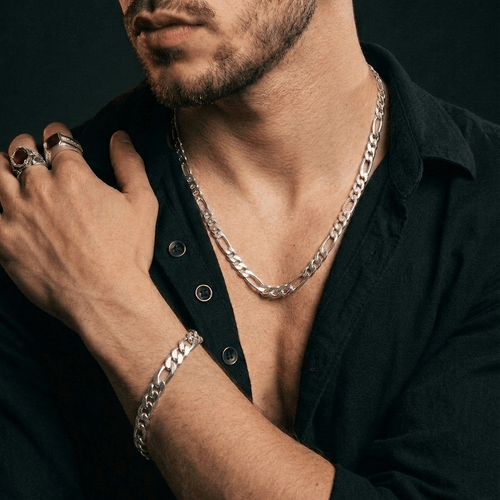Set Fígaro 6 mm — Cadena y Pulsera Plata 950 - nativosjewelry
