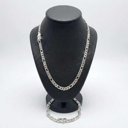 Set Fígaro 8 mm — Cadena y Pulsera Plata 950 - nativosjewelry