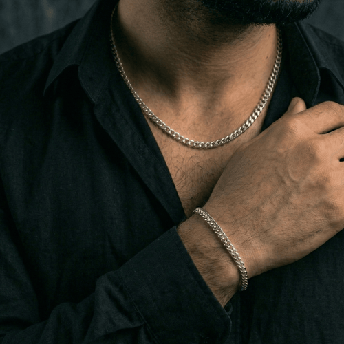 Set Lomo de Corvina 3 mm — Cadena y Pulsera Plata 950 - nativosjewelry