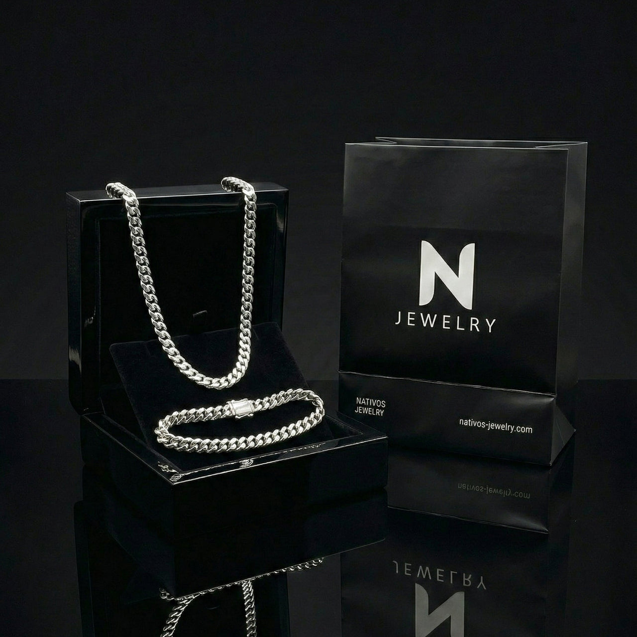 Set Lomo de Corvina 3 mm — Cadena y Pulsera Plata 950 - nativosjewelry