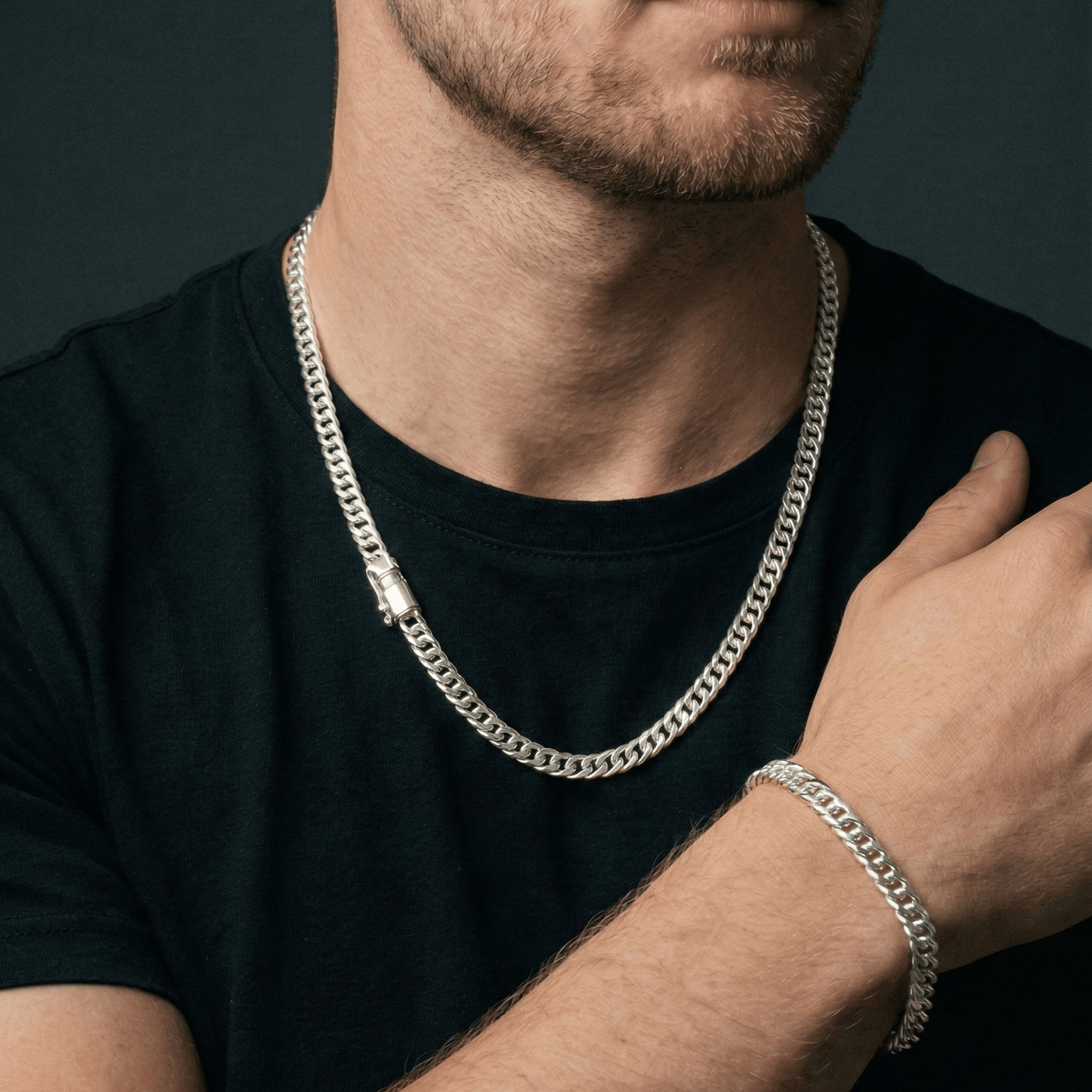 Set Malla 5 mm — Cadena y Pulsera Plata 950 - nativosjewelry