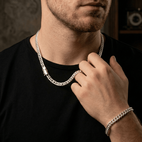 Set Malla 5 mm — Cadena y Pulsera Plata 950 - nativosjewelry