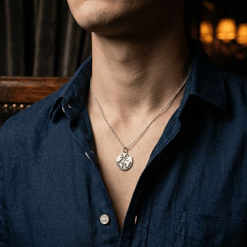 Collar Forcet con Medalla Mapa Mundo — Plata 925 & 950 - nativosjewelry