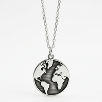 Thumbnail for Collar Forcet con Medalla Mapa Mundo — Plata 925 & 950 - nativosjewelry