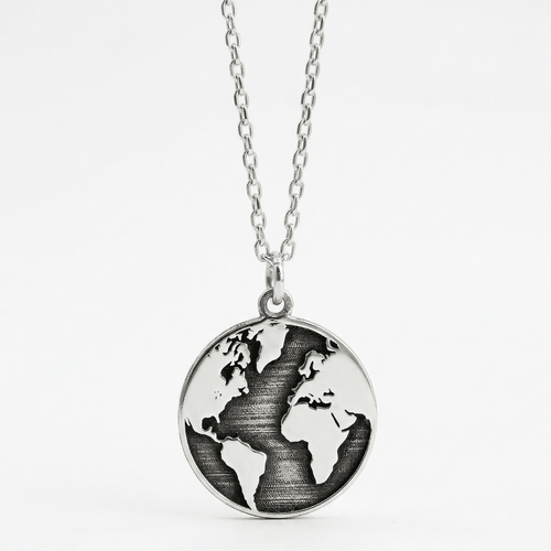 Collar Forcet con Medalla Mapa Mundo — Plata 925 & 950 - nativosjewelry