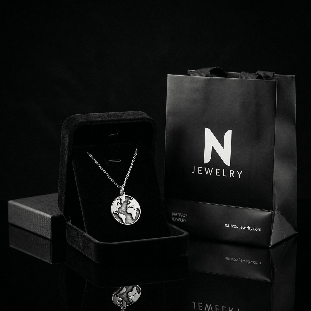 Collar Forcet con Medalla Mapa Mundo — Plata 925 & 950 - nativosjewelry