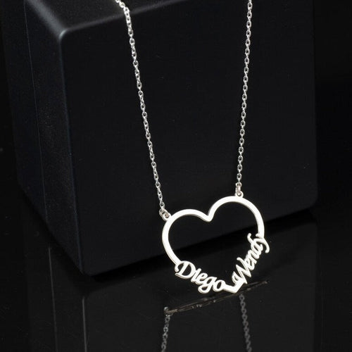Collar Corazón con 2 nombres - nativosjewelry