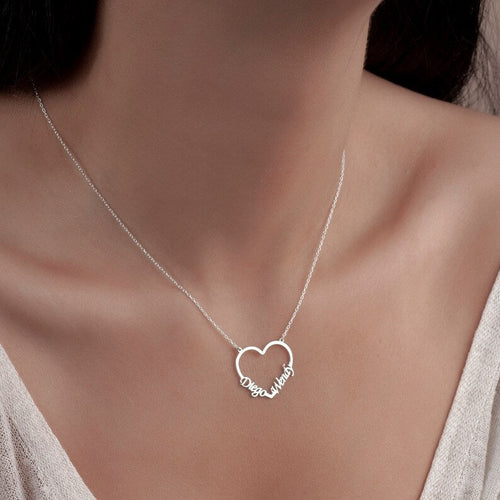 Collar Corazón con 2 nombres - nativosjewelry