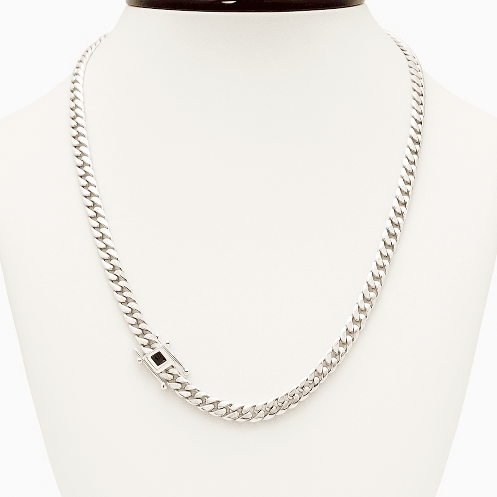 Cadena Cubana Miami Plata 999 – Broche Onix 6mm / 55cm - nativosjewelry