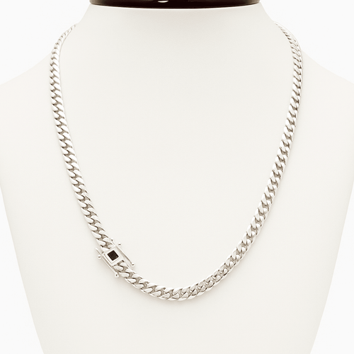 Cadena Cubana Miami Plata 999 – Broche Onix 6mm / 55cm - nativosjewelry