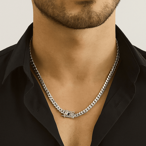 Cadena Cubana Miami Plata 999 – Broche Onix 6mm / 55cm - nativosjewelry