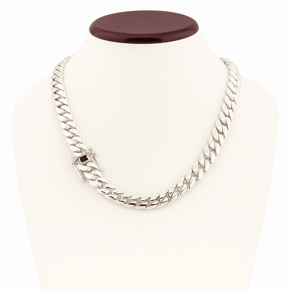 Cadena Cubana Miami Plata 999 – Broche onix - 9mm / 60cm - nativosjewelry