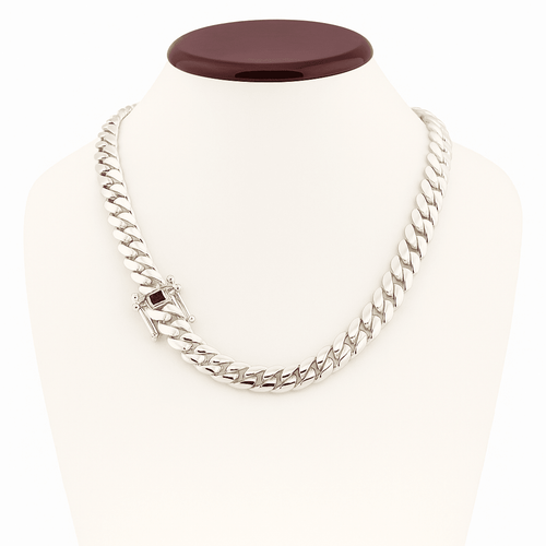 Cadena Cubana Miami Plata 999 – Broche onix - 9mm / 60cm - nativosjewelry