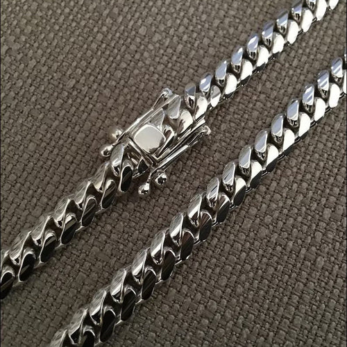 Cadena Eslabones Cubanos 8mm - Plata ley 999 - nativosjewelry