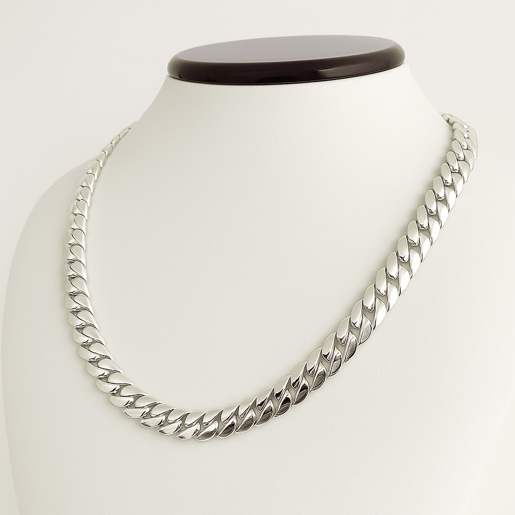 Cadena Eslabones Cubanos 8mm - Plata ley 999 - nativosjewelry