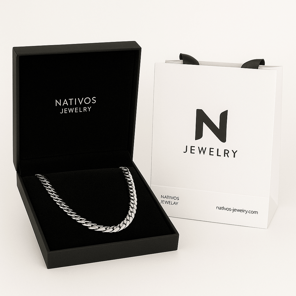 Cadena Eslabones Cubanos 8mm - Plata ley 999 - nativosjewelry