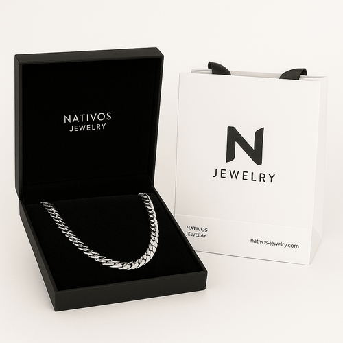 Cadena Eslabones Cubanos 8mm - Plata ley 999 - nativosjewelry