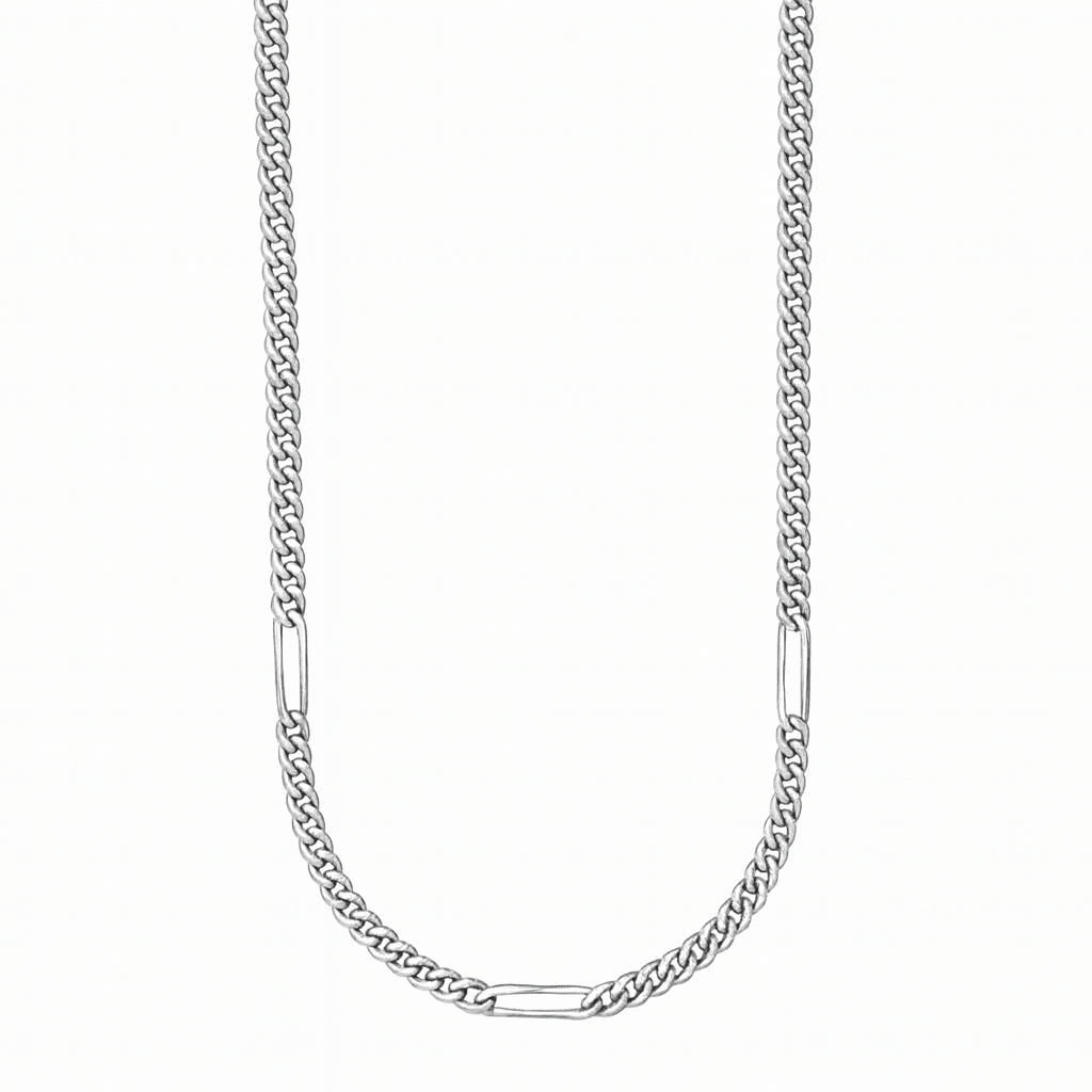 Cadena Miami Clip Plata 950 – 3 Clips Rectangulares (55 cm) - nativosjewelry