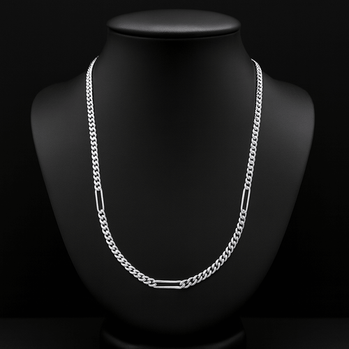 Cadena Miami Clip Plata 950 – 3 Clips Rectangulares (55 cm) - nativosjewelry