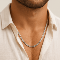 Thumbnail for Cadena Miami Clip Plata 950 – 3 Clips Rectangulares (55 cm) - nativosjewelry