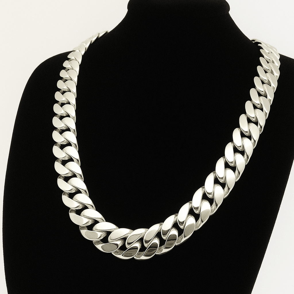 Cadena Miami Cuban Maciza Plata Pura 999 – 16mm - nativosjewelry