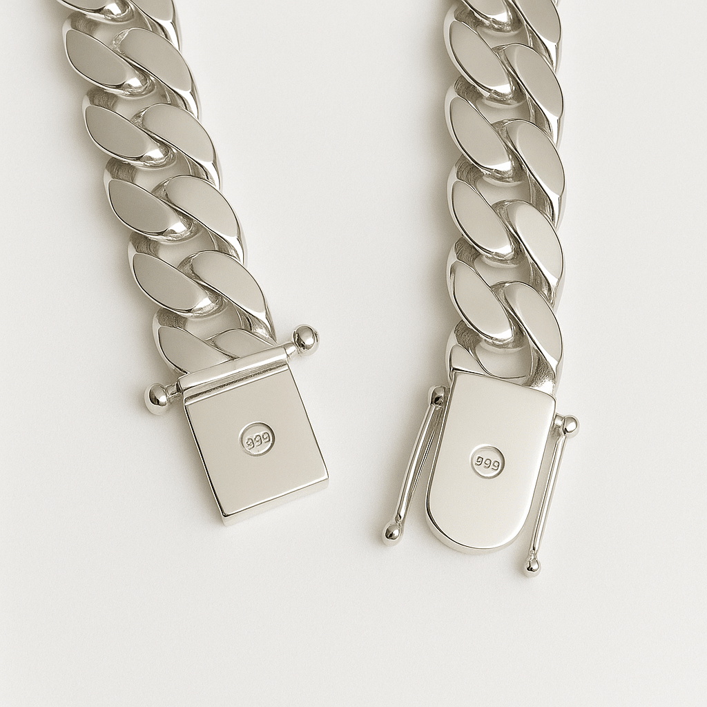 Cadena Miami Cuban Maciza Plata Pura 999 – 16mm - nativosjewelry