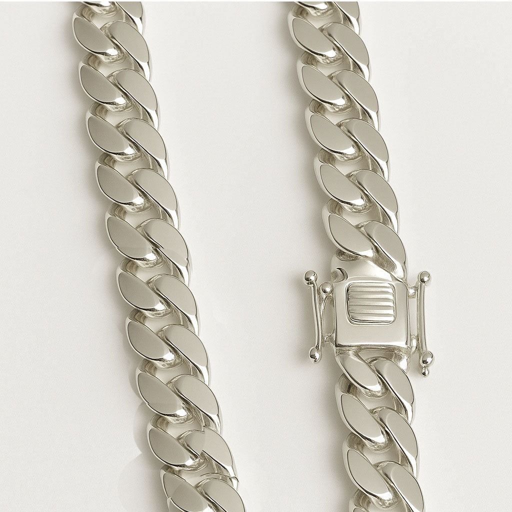 Cadena Miami Cuban Maciza Plata Pura 999 – 16mm - nativosjewelry