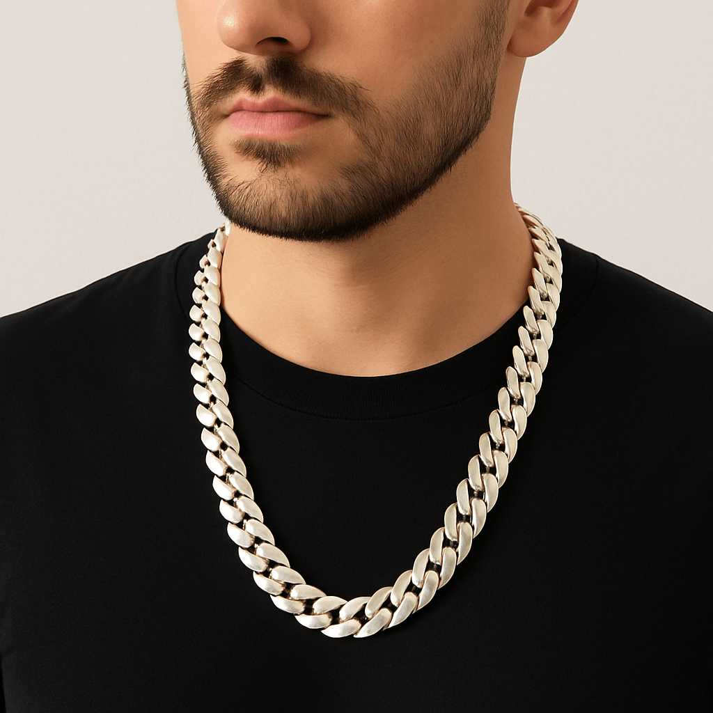 Cadena Miami Cuban Maciza Plata Pura 999 – 16mm - nativosjewelry