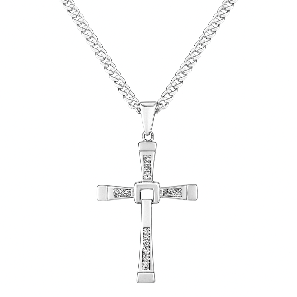 Cadena y Cruz Toretto de Plata ley 950 - nativosjewelry