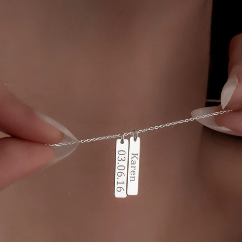 Collar con nombre y fecha personalizado en Plata 950 - nativosjewelry